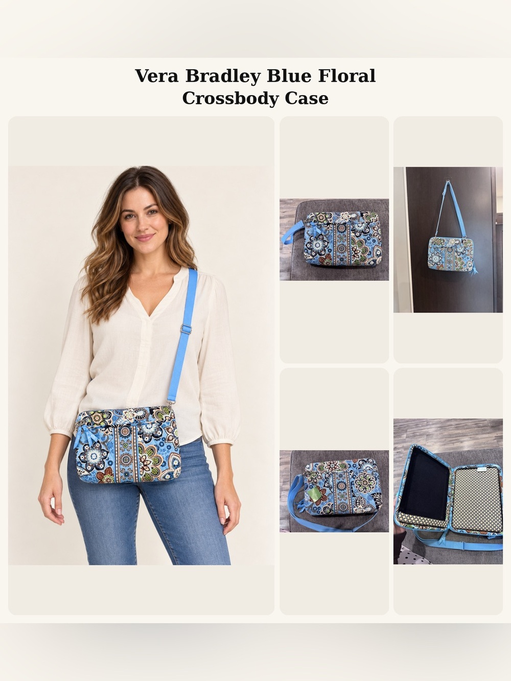 Vera Bradley Light Blue Floral Quilted Crossbody